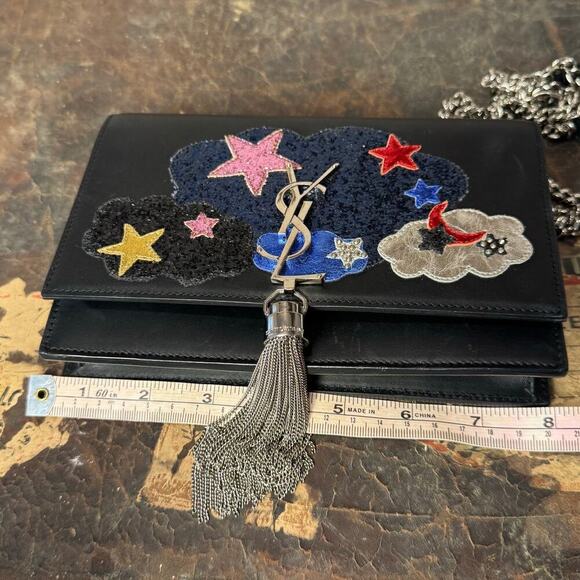 YSL Saint Laurent Moon and Stars Patchwork Tassel Leather Kate WOC Bag Authentic - Picture 3 of 10